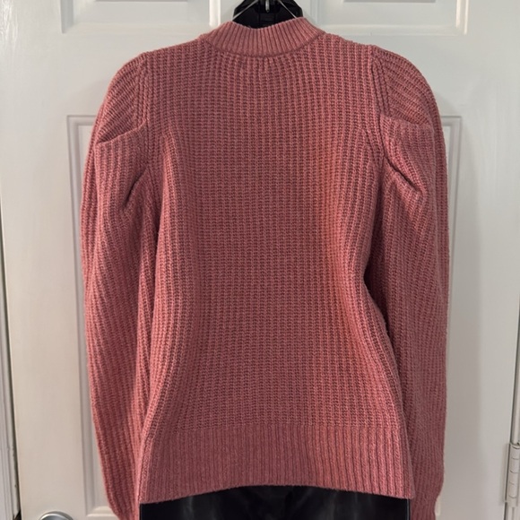 A New Day Puff Sleeve Sweater Dusty Rose Pink Crochet 100% Recycled Size Small - Picture 5 of 7